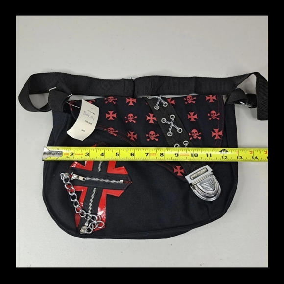 |vtg| Dead Threads •DEADSTOCK• Goth Skull Corset Canvas Messenger Bag Punk Goth - Picture 4 of 6
